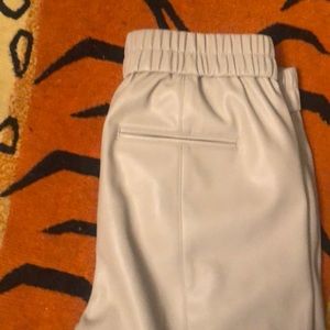 Beige faux leather pants Ann Taylor moto business